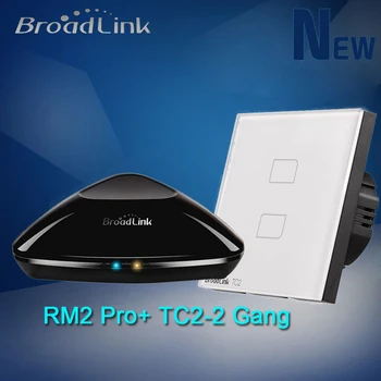 

Broadlink RM2 Pro RM Intelligent Controller+ TC2 Wireless 2 Gang Wall Light Touch Panel Wifi Switch For Smart Home Eu Standard