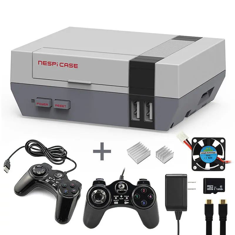 Чехол elerow 7 в 1 NESPi для Raspberry Pi 3 2 B + игровой контроллер кулер радиаторы 16 ГБ кабель