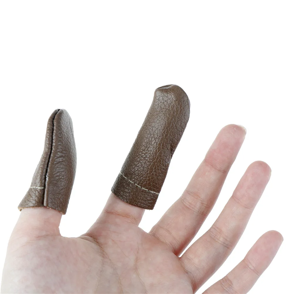 1 Pair Durable Faux Leather Thumb Index Thimble Finger Protector
