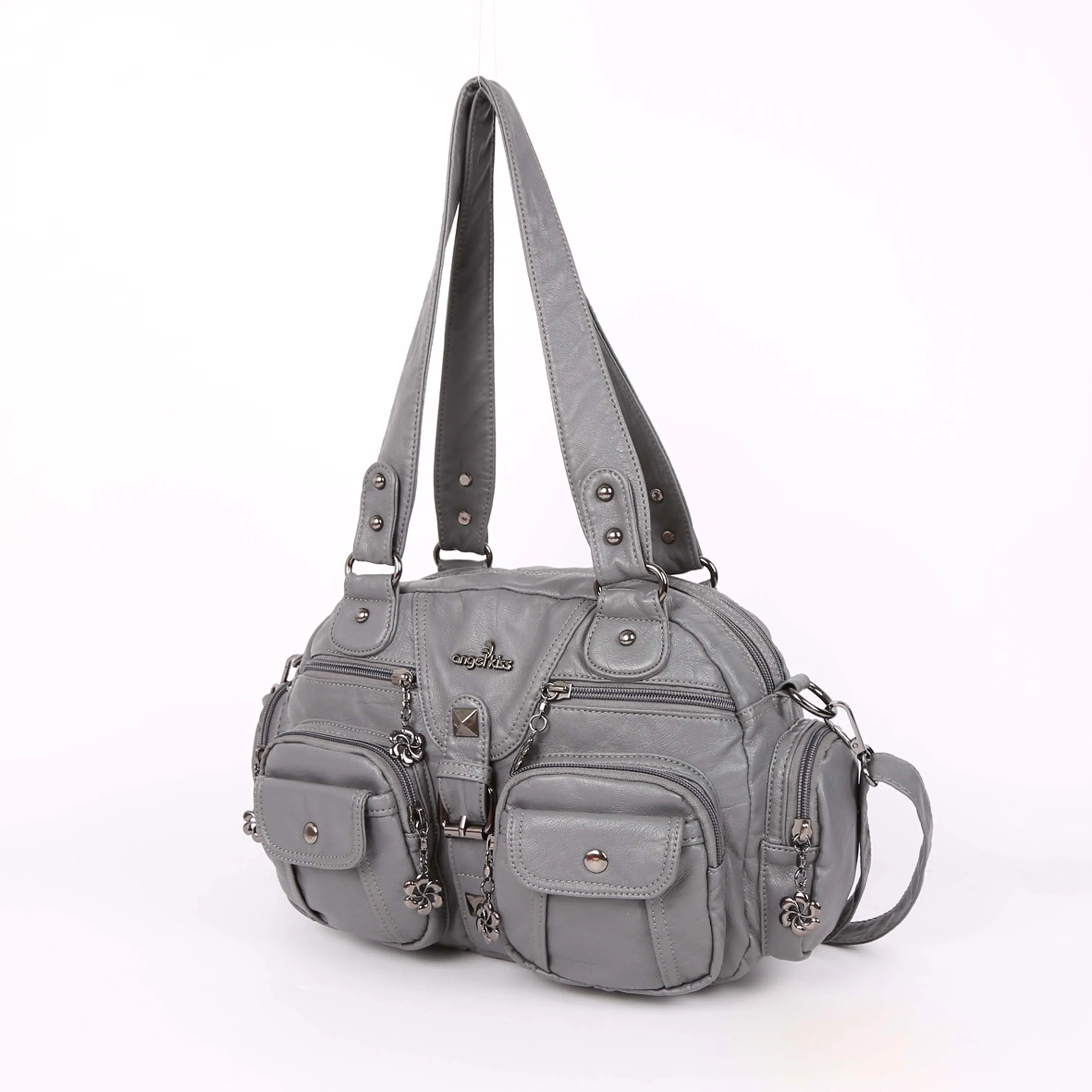 Hot Selling Large Double Zipper Multi Pocket Shoulder Bags Washed PU Leather Purses Tote Bags Women Handbags for Ladies Hot Selling Large Double Zipper Multi Pocket Shoulder Bags Washed PU Leather Purses Tote Bags Women Handbags for Ladies