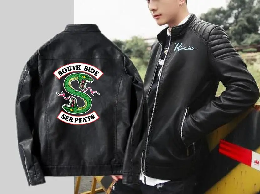 

New fashion men's PU leather Riverdale Southside snake jacket men's fitness fashion men's sports leather jacket casual