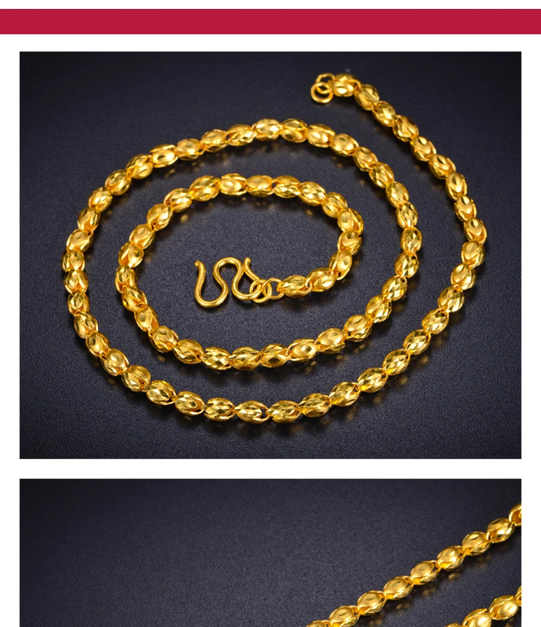 24K Pure Gold Necklace Real AU 999 