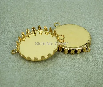

Blank Round Crown Bezel with 2 Loops Bracelet Connectors Bases Resin Cabochons Settings Findings DIY Making Mutli-color Plated