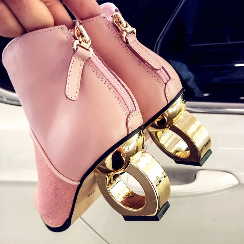 

Women Winter Shoes Fashion Ankle Boots Horsehair Leather Shoes Woman Patchwork Winter Boots Pointed Toe Women Boots Zapatos