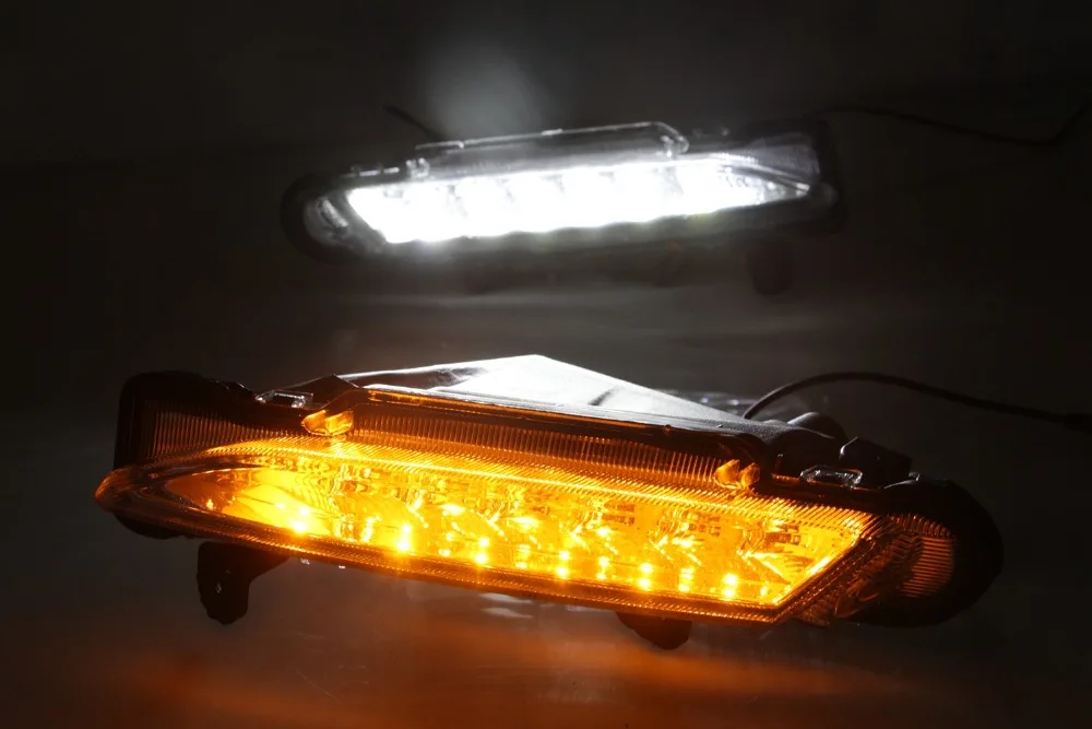 CSCSNL 1 комплект 12 В ABS Автомобильный светодиодный DRL дневные ходовые огни дневной свет с желтым поворотом сигнальные огни для Toyota Yaris