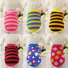 FD82 Warm Striped Dog Sweater Coat Clothes Soft Puppy Dog Cat Fleece Hoodie Clothing for Small dog winter Pajamas drop shipping