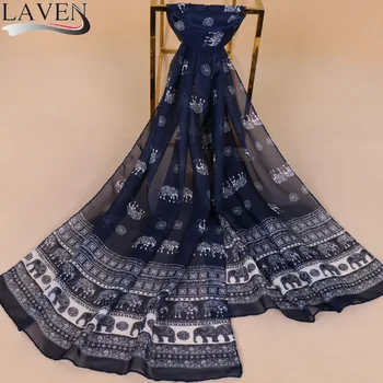 

Laven women silk thin chiffon scarf/scarves print animal elephant pattern 2017 beach plain hijab 8 colors shawls/scarf 10pcs/lot