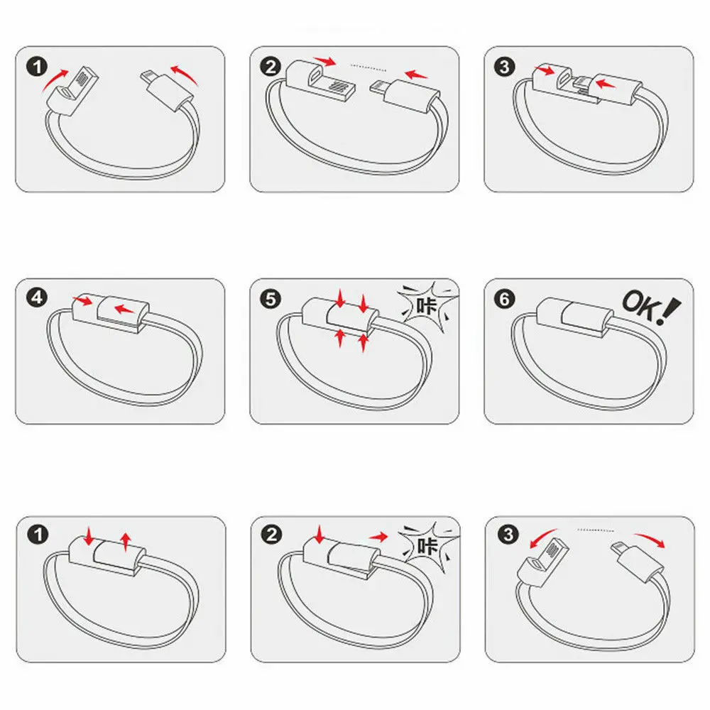Портативный браслет, браслет, USB кабель, зарядное устройство для телефона для iPhone 7 X XR, зарядный кабель для синхронизации данных, Micro usb type C, кабель для телефона IOS
