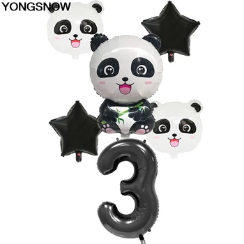 

1Set Cartoon Animal Panda Star 32inch Black Number Foil Balloon Children Birthday Party Baby Shower Inflatable Helium Air Globos