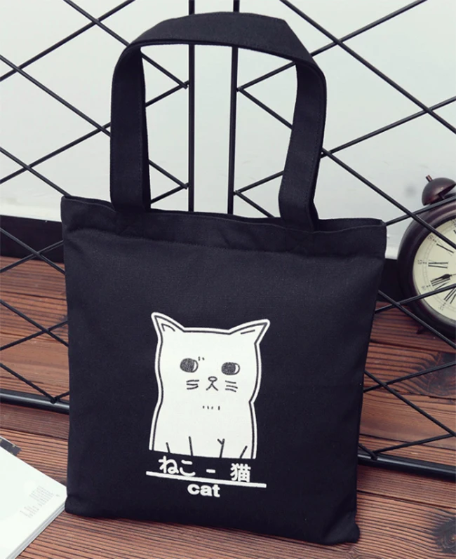 Black 22cm*20cm 100 pcs/lot Silkscreen Customised Logo Canvas Bag Shopper Custom Plain Tote Natural Shopping | Багаж и сумки
