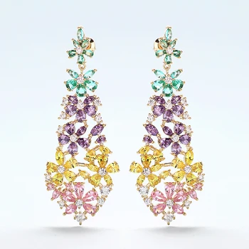 

Beautiful Small Daisy Flower Drop Earrings for Women Luxury Colorful Zirconia High Quality Plating Jewelry XIUMEIYIZU Export
