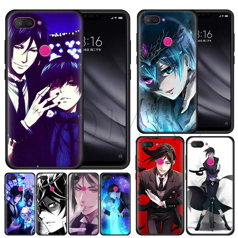 

Silicone Case for Xiaomi 8 A2 Lite A1 5X 6X poco F1 Play Redmi K20 Pro Note 7 6 Black Case Cover Anime Black Butler