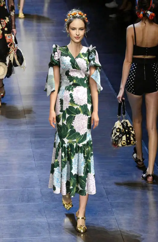 Customize Womens Spring Summer A Line Dress Green
