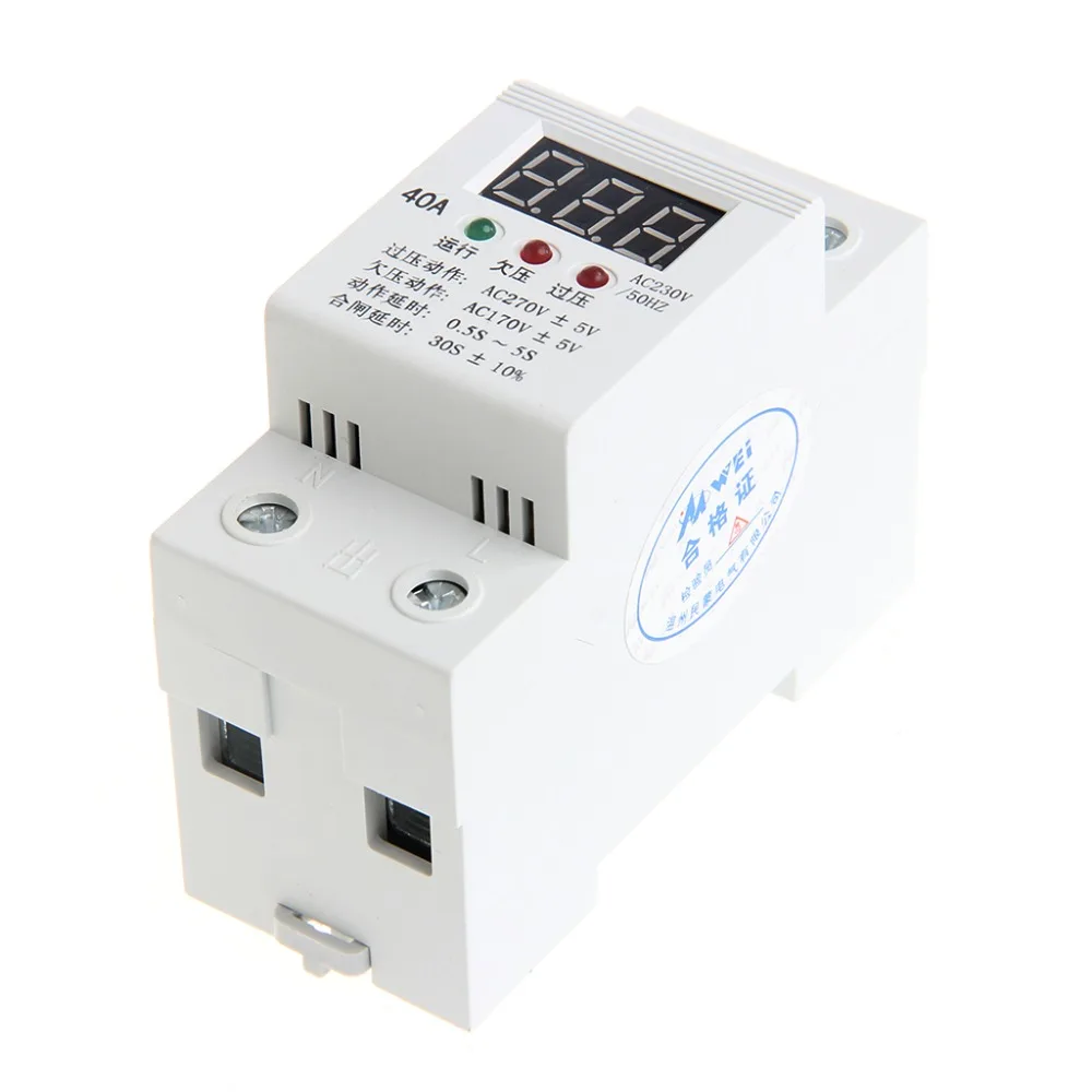 

40A 220V Automatic Reconnect Over Under Voltage Protection Relay With Voltmeter Monitor Relays