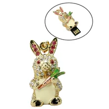 Diamond rabbit usb flash drives thumb pendrive crystal animal u disk necklace usb memory stick 4GB