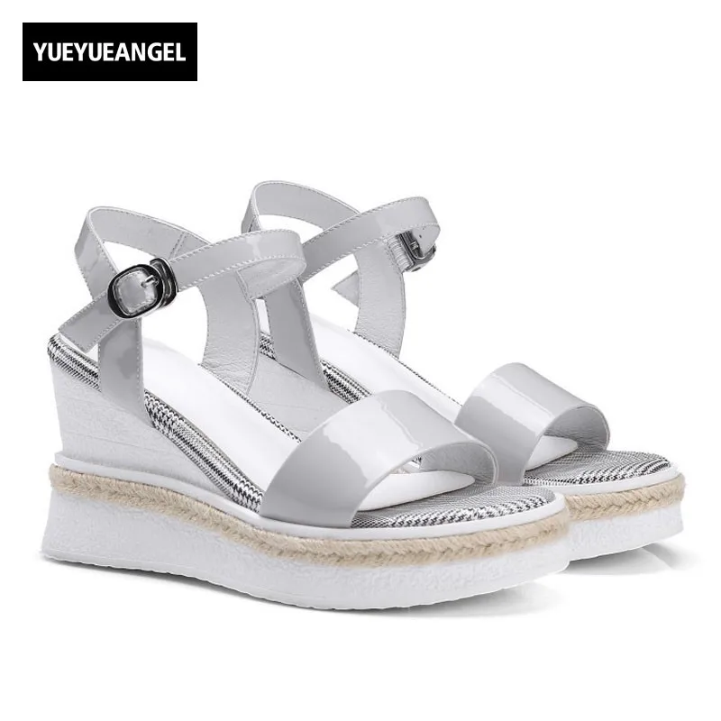 

Fashion Open Toes Platform Gladiator Sandals Women High Quality Genuine Leather Girls Summer Wedges Sandals Casual Heels Shoes
