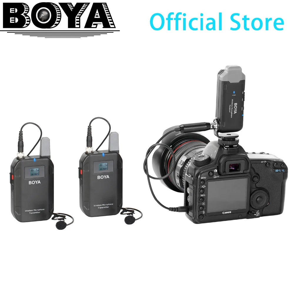

New BOYA BY-TM7 Dual Channel Handheld Wireless Microphone System with Easy LCD Screen for DSLR Camera Sony Camcorder Audio Tuner