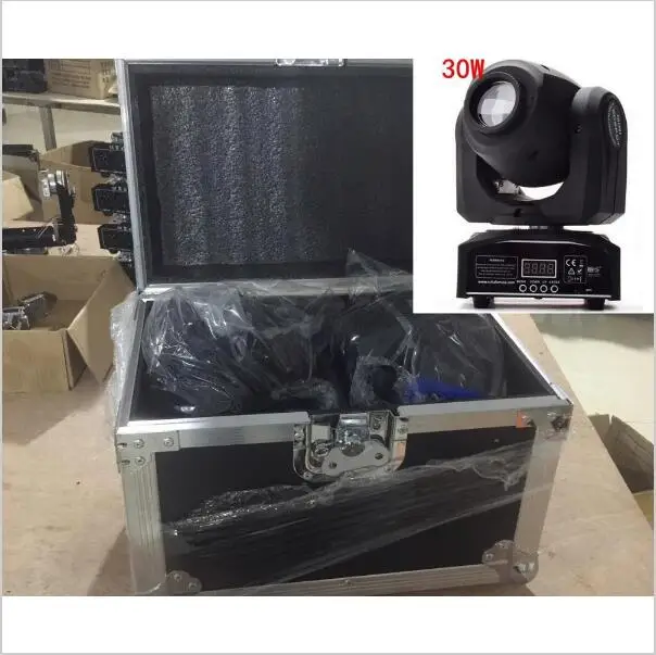 

10pcs 30W mini Moving Head + flightcase LED Spot Moving Head Light/USA Luminums 30W LED DJ Spot Light dmx controller