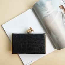 Женский черный конверт, вечерняя сумочка, клатч, ананас, Крокодиловая Кожа, дамские клатчи, женская свадебная сумка