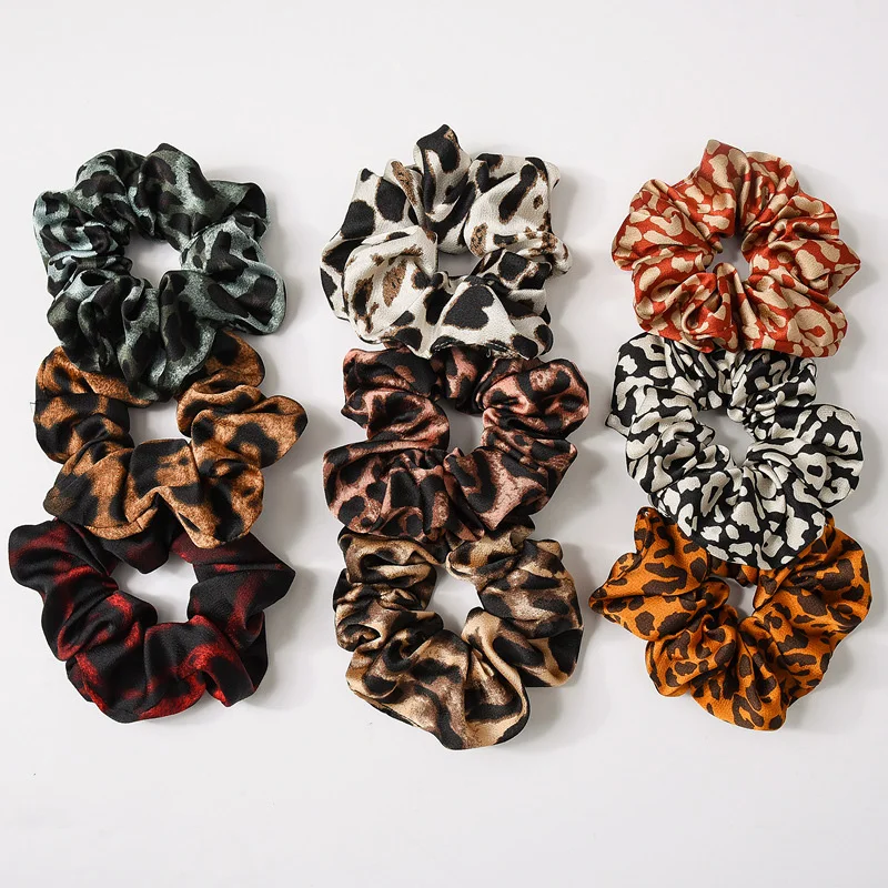 

2018 Fashion Women Leopard Print Cloth Large Elastic Hair Bands Scrunchie Ponytail Holder Rubber Band Headbands Hair Accessories