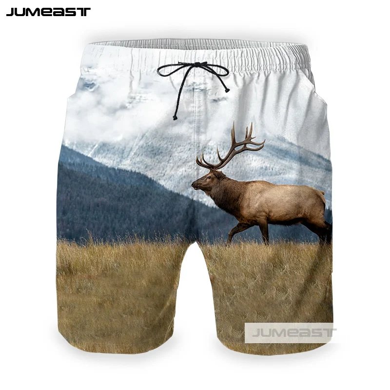 Jumeast 3D печатных милых животных для мужчин/женщин короткие штаны Прекрасный лося свободный размер Короткие классные новые мужские шорты для пляжа красивый лес - Цвет: 5