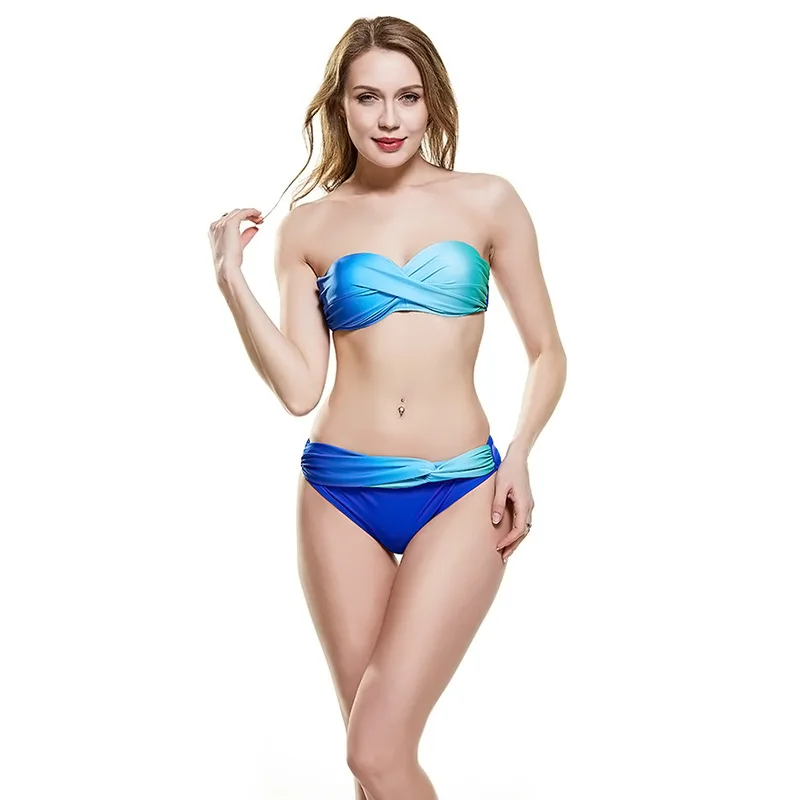 

2019 new women's swimwear beachwear gradient print 2 piece bikini swimsuit sexy Brazilian bikini women's clothing