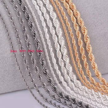 

1 piece 3 Colors Rope Chain Necklace For Women Men Width 2mm 3mm 4mm 5mm DIY Jewelry Making for pendant necklace bracelet