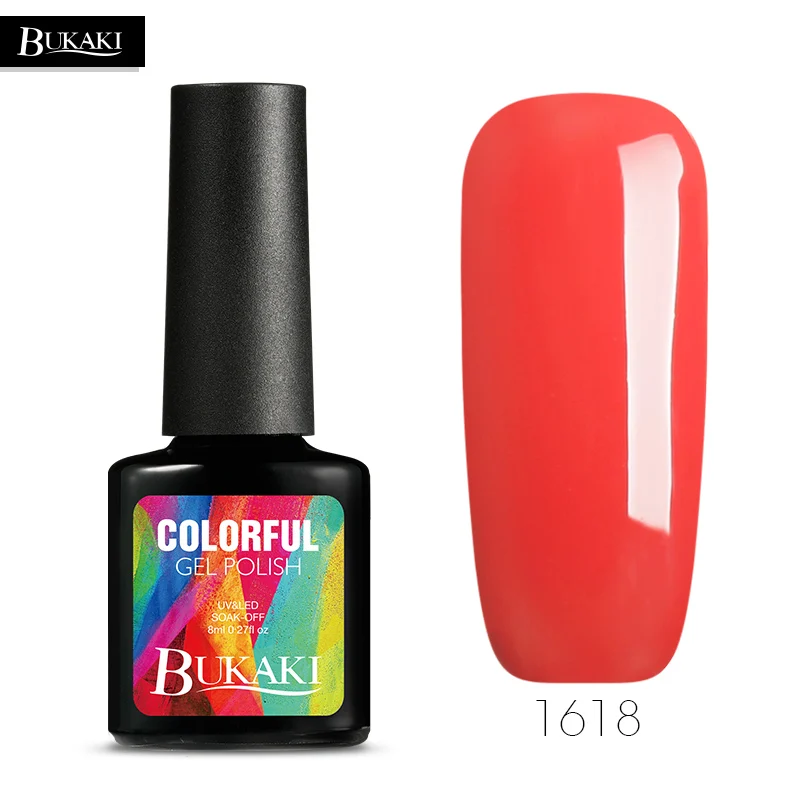 BUKAKI, 8 мл, блестящий неоновый гель для ногтей, полный набор, гель, маникюрный лак, блестящий цвет, для дизайна ногтей, нужен УФ светодиодная лампа, Гель-лак для ногтей, Vanish - Цвет: 1618