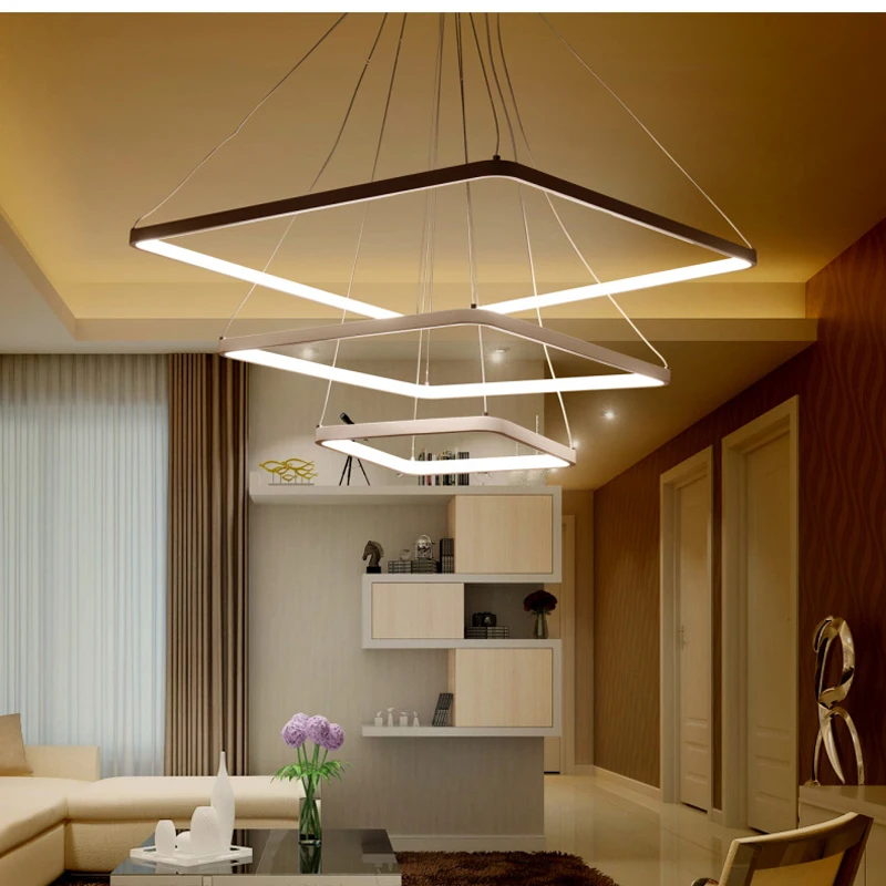 

Creative art personality restaurant lamp fashion led chandelier Nordic Hong Kong-style living room lamp circular ring lamp LED