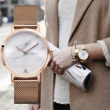 Eutour rose gold ultra thin bracelet watches women’s fashion watch 2017 Hot ladies Marble Watch women Clock quartz Wristwatches