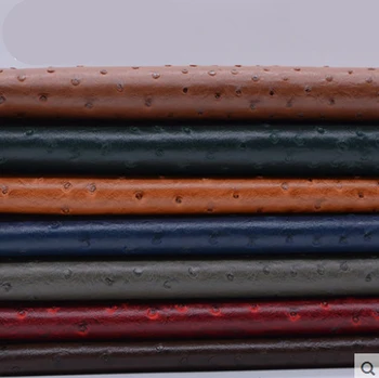 Funda de cuero sintético con estampado de avestruz, tela de cuero sintético con brillantina, decoración de hogar