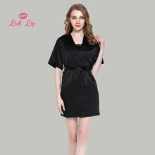 Lick губ летний халат шелковое платье для женщин атласное мини платье кружевной халат комплект дамы Mujer Корейский короткий рукав ночная рубашка SWA3180-47