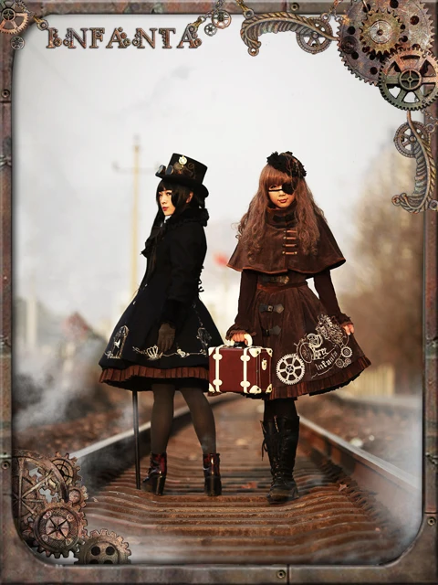 

Elegant Gothic Lolita Steam punk lolita dress embroidered tiebelt inverse time jsk 2 colors