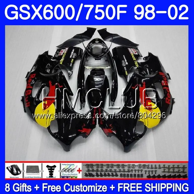 

Bodys Yellow black For SUZUKI KATANA GSXF 750 600 GSXF750 98 99 00 01 02 2HM22 GSX750F GSXF600 1998 1999 2000 2001 2002 Fairing