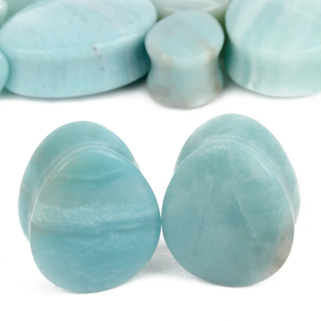 1 Pair Amethyst Natural Stone Teardrop Ear Plugs Tunnel Shellhard Gauges Ear Expanders Stretcher Fashion Body Pircings Jewelry