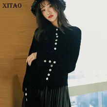 XITAO Match All Slim черная блузка модная с отложным воротником однобортная Женская одежда с длинным рукавом Новая Осенняя WLD2235