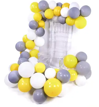 

METABLE 100 pcs 10 inch Matte Balloons Pack of ballon Gray White Yellow Balloons, Party Balloons for Wedding Decor