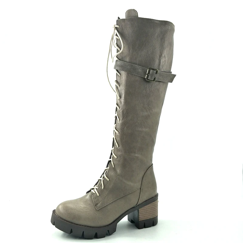 MORAZORA/ботинки в байкерском стиле; женские модные высокие сапоги до колена на платформе в стиле панк; однотонные сапоги из мягкой искусственной кожи на высоком каблуке, на молнии, с пряжкой