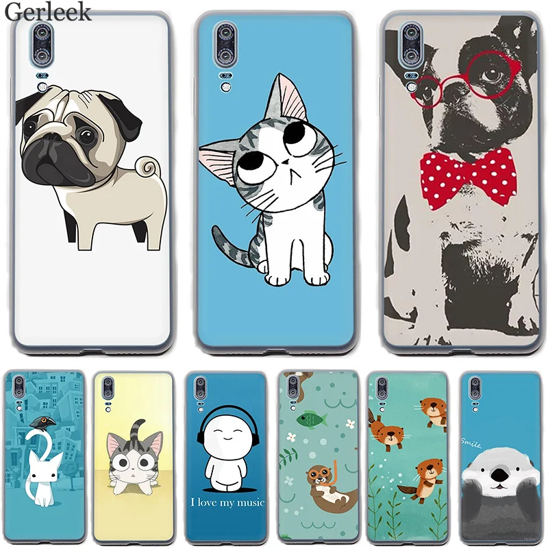 Чехол для Huawei P30 P9 P8 P10 P20 Lite Plus Pro MINI P Smart Otters Жесткий рук Мопса|Чехлы-накладки| |