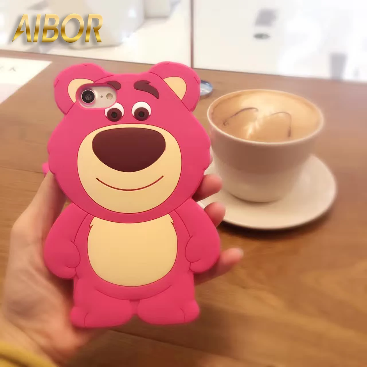 Cute Cartoon Animal 3D Strawberry Bear Soft Silicon Phone Case For iPhone X XS MAX XR 5S SE 6 6S 7 8 Plus Bear back cover Shell