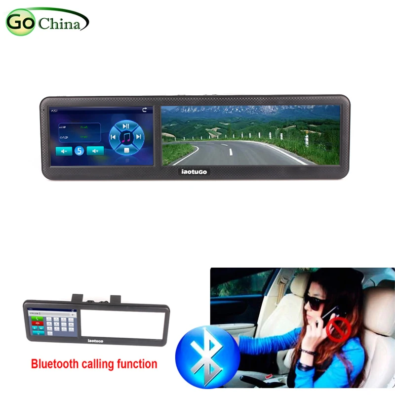 

iaotuGo Rear View Mirror car GPS, 4.3 inch MTK navigator, wince 6.0 , bluetooth, AV-in , FM,4G, free maps and free shipping