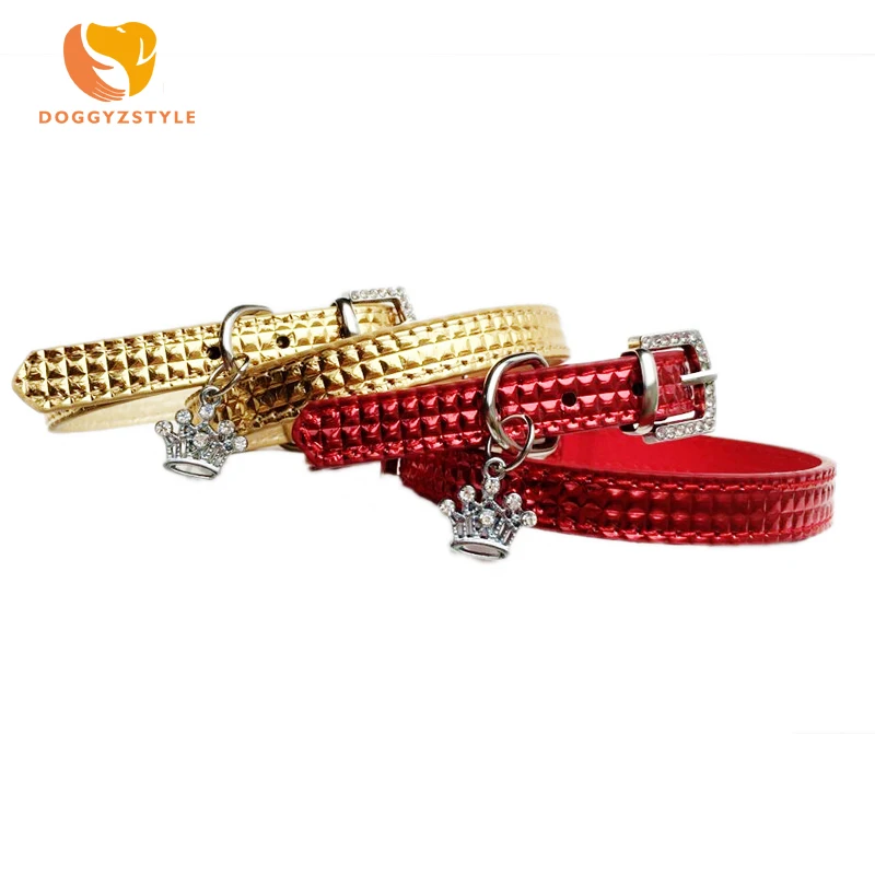 

Fashion Pet Dog Cat Rhinestone Collar Leather Dog Collar Crown Pendant Accessory Collars For Small Dogs Pet Supplies DOGGYZSTYLE