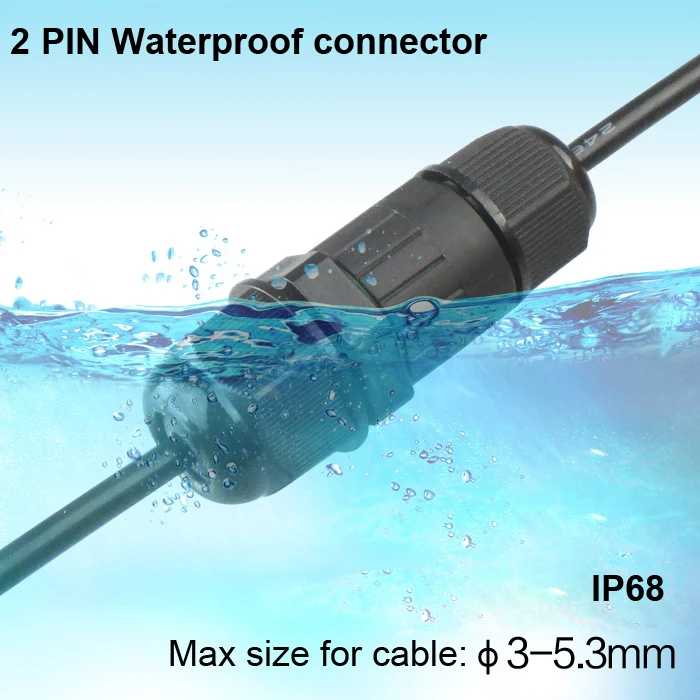 

2 Pin IP68 Waterproof Connector I type Cable Connector Industrial Power Cable Wire Connector free shipping