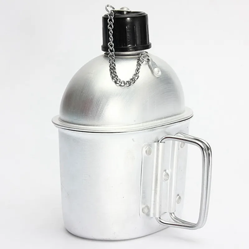 

New Outdoor Sport Military Aluminum Stainless Steel Water Bottle Canteen Kettle + Army Green Cloth Cover Camping Picnic Travel