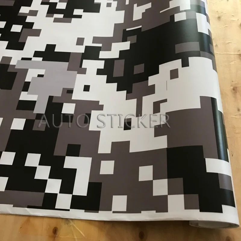 Gray White black digital camo wraps 6