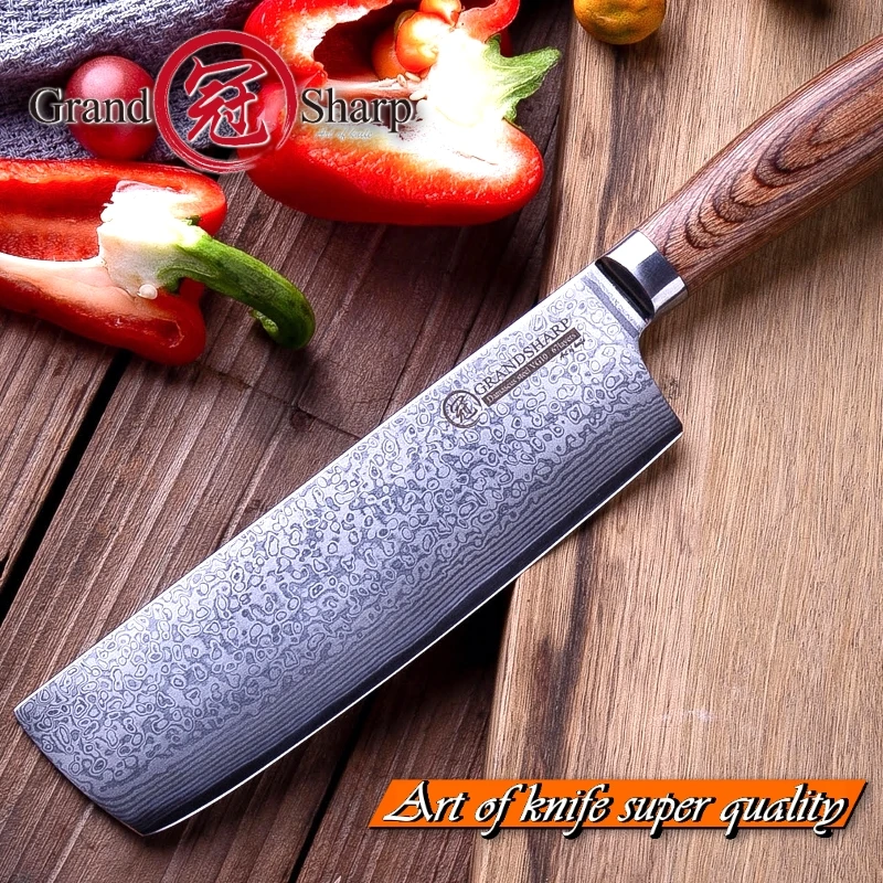 Кухонные ножи накири Grandsharp VG10 6 7 дюйма Дамаск китайский Кливер шеф повара в