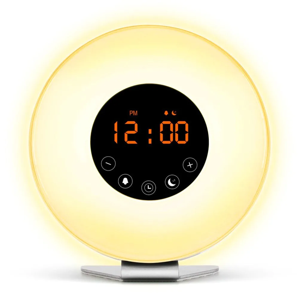 Sunrise Alarm Clock Digital LED Time Display Morning Wake Up Alarm Clocks FM Radio Snooze Night
