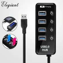 Mini 4 Ports USB 3.0 HUB Portable High Speed Fast Charging 5Gbps with Separete Switch Hub USB Splitter Adapter For PC Laptop