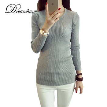 

Women Knitting Pullover Top Slim Fit bottoming shirt sweater hip package Solid Knitted Sweater Casual Elegant Women jumper 2018
