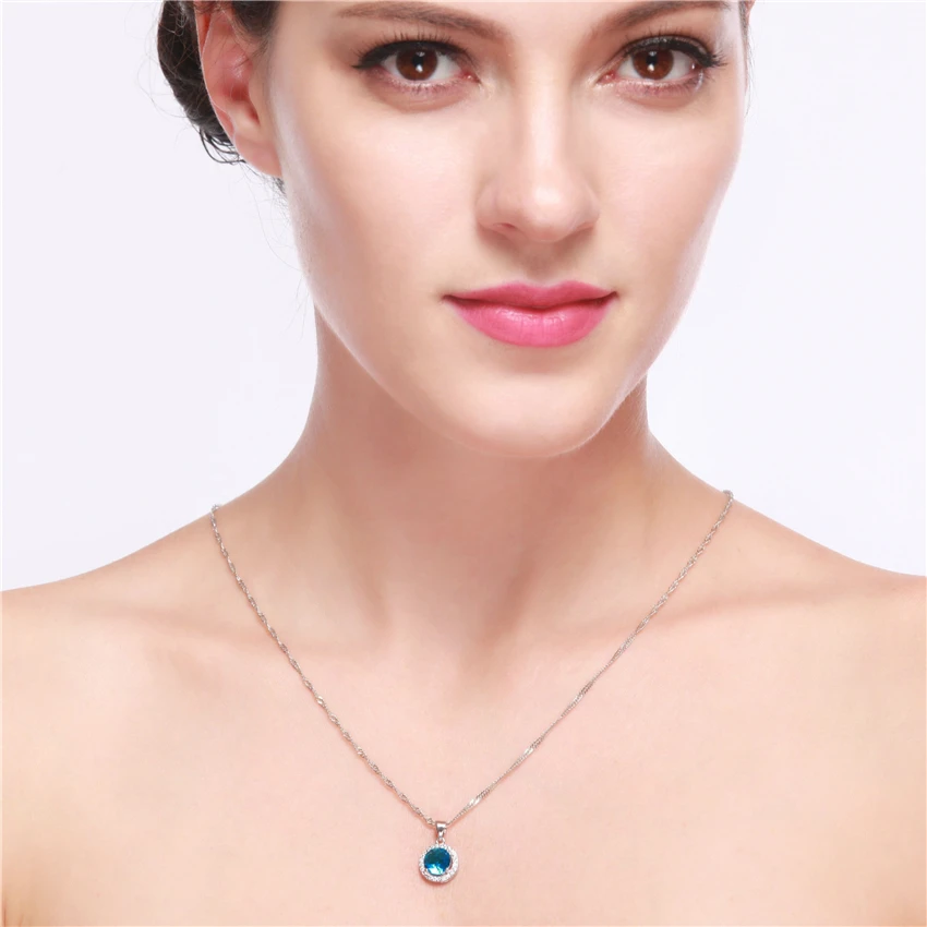 Кулон женский из серебра 15% пробы с цирконием круглой формы N409|jewelry necklace|diamond